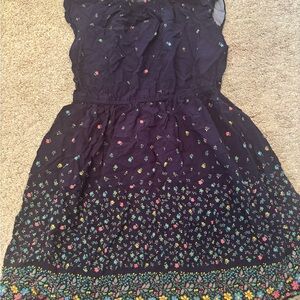 Floral Kids Dress - Navy with Multicolor Accents